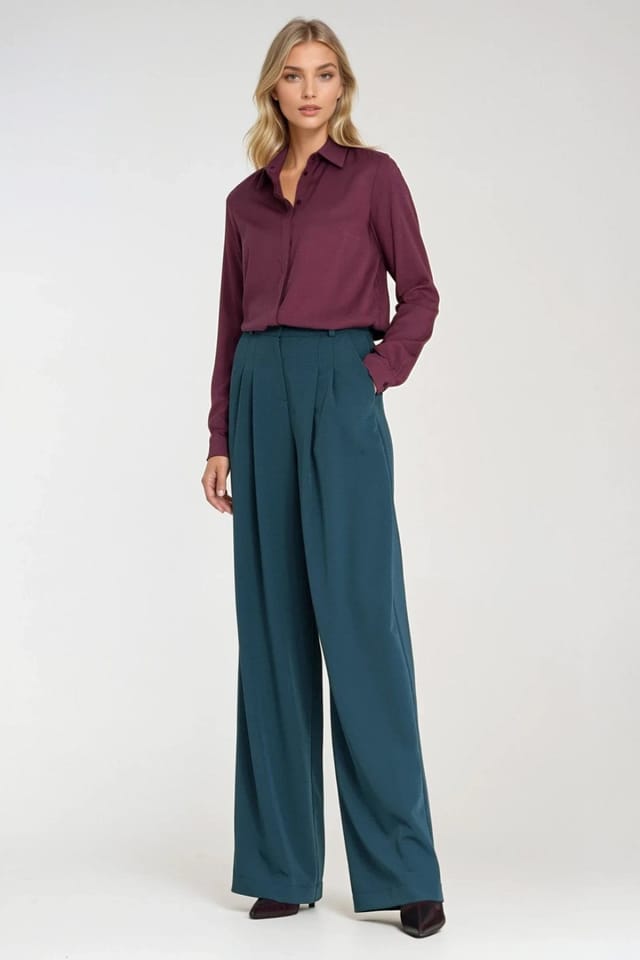 Love Lace Love Lace Women's Classic Viscose Long Sleeve Shirt with Collar in Violet - 2