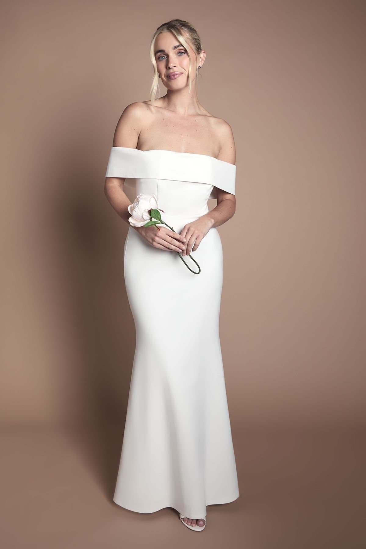 Coast Coast Women's Petite Ponte Bardot Maxi Wedding Dress in Ivory
