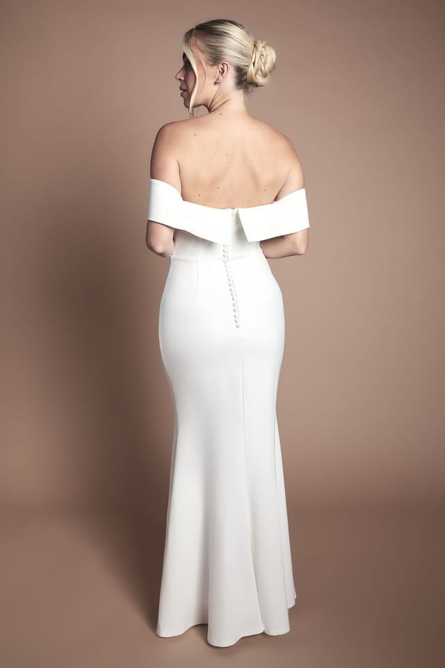 Coast Coast Women's Petite Ponte Bardot Maxi Wedding Dress in Ivory - 3