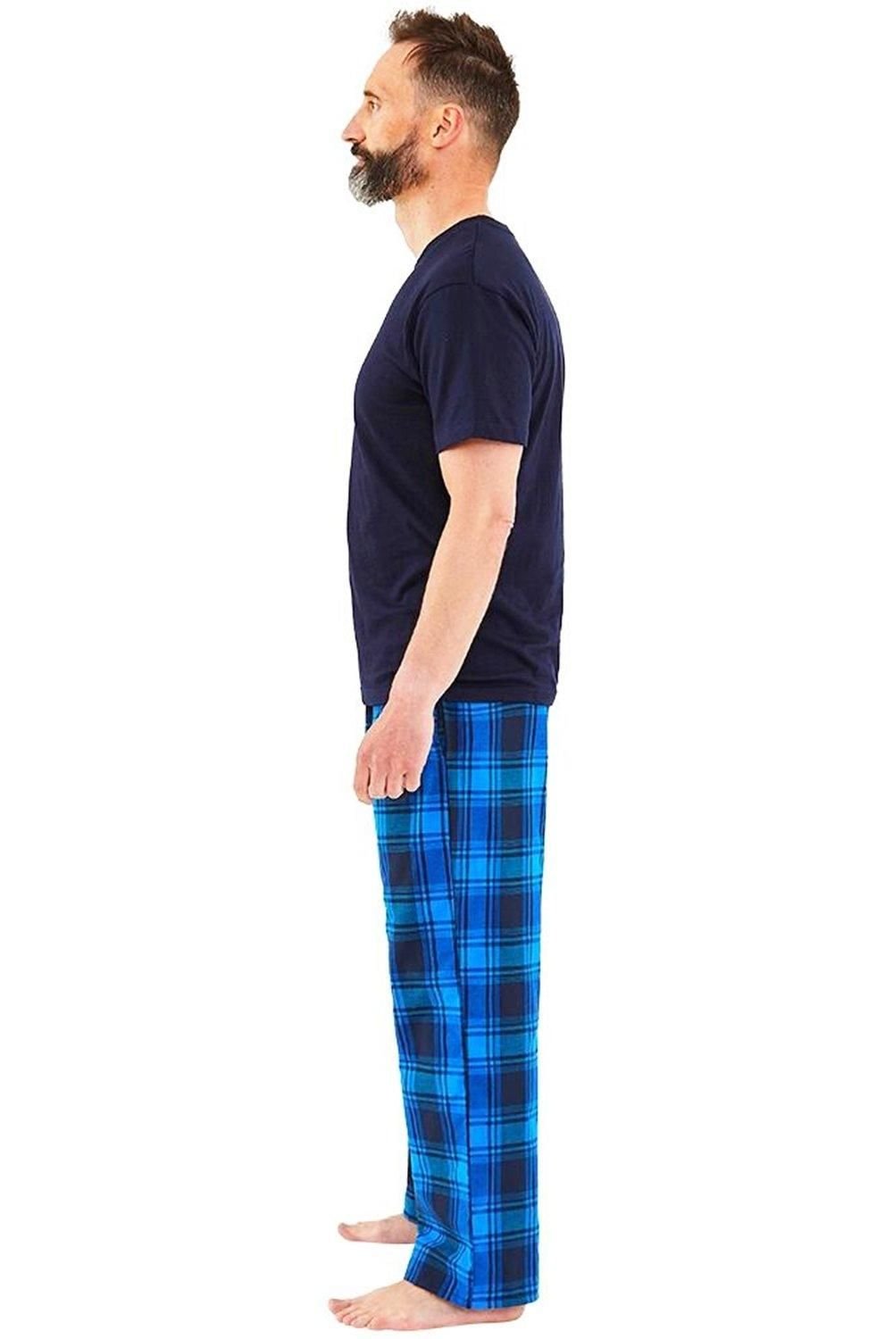 Just Essentials Just Essentials Men's Mens Check Long Pyjama Set in Navy - 3