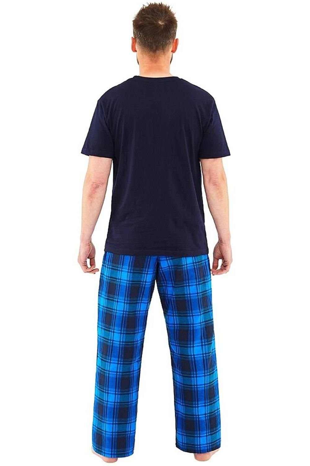 Just Essentials Just Essentials Men's Mens Check Long Pyjama Set in Navy - 4