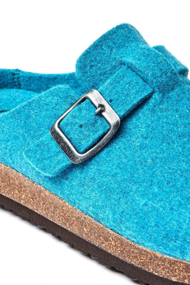 Moshulu Moshulu Women's 'Cecilia' Wool Felt Clog Mule Slippers in Teal - 3