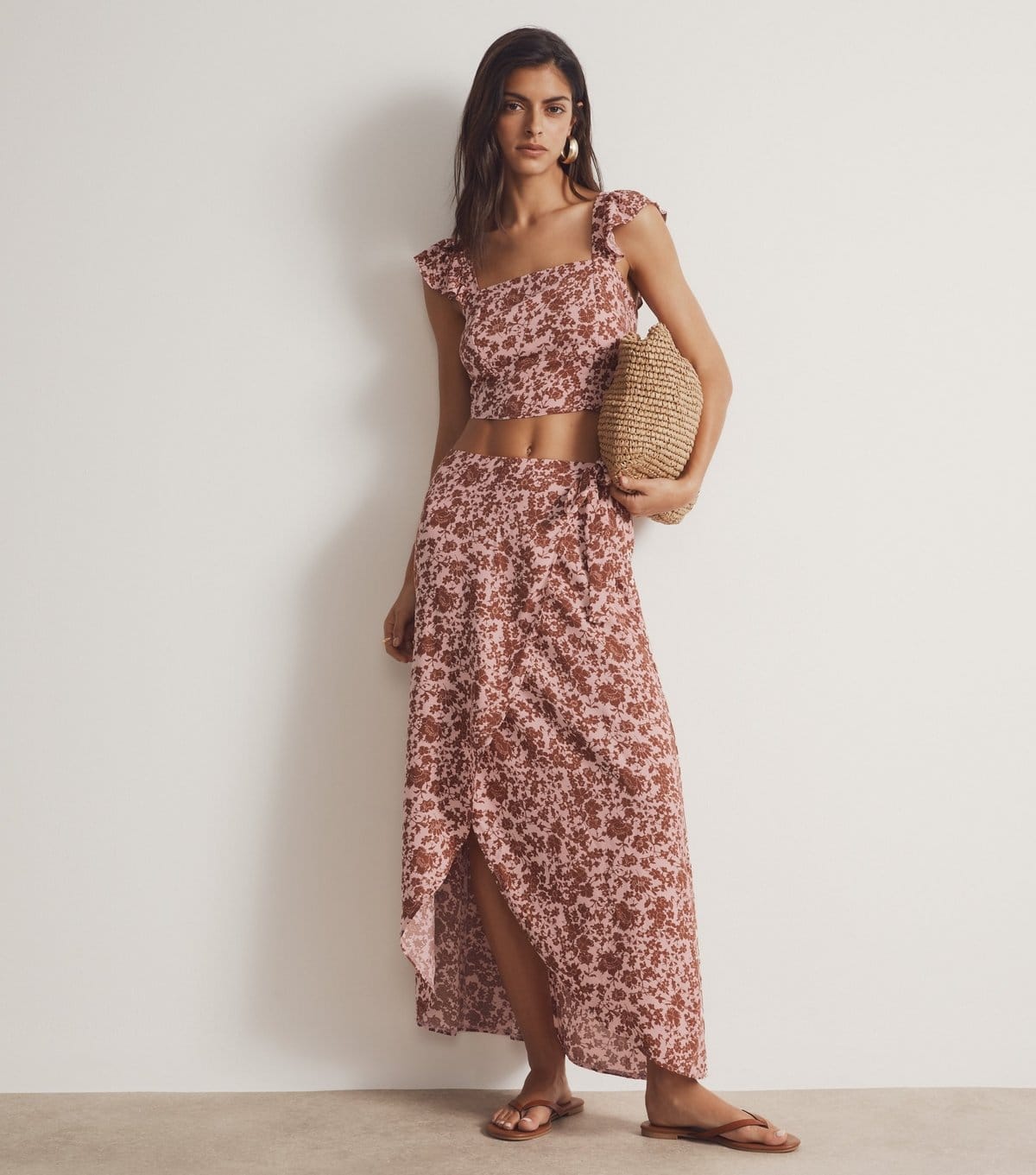 New Look Women's Brown Floral Print Frill Strap Crop Top New Look - 4