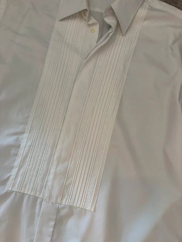 St Michael Vintage St Michael M&s Tuxedo Shirt 17 Pleated Front Double Cuff Cufflink Shirt Formal Evening Wear - 1