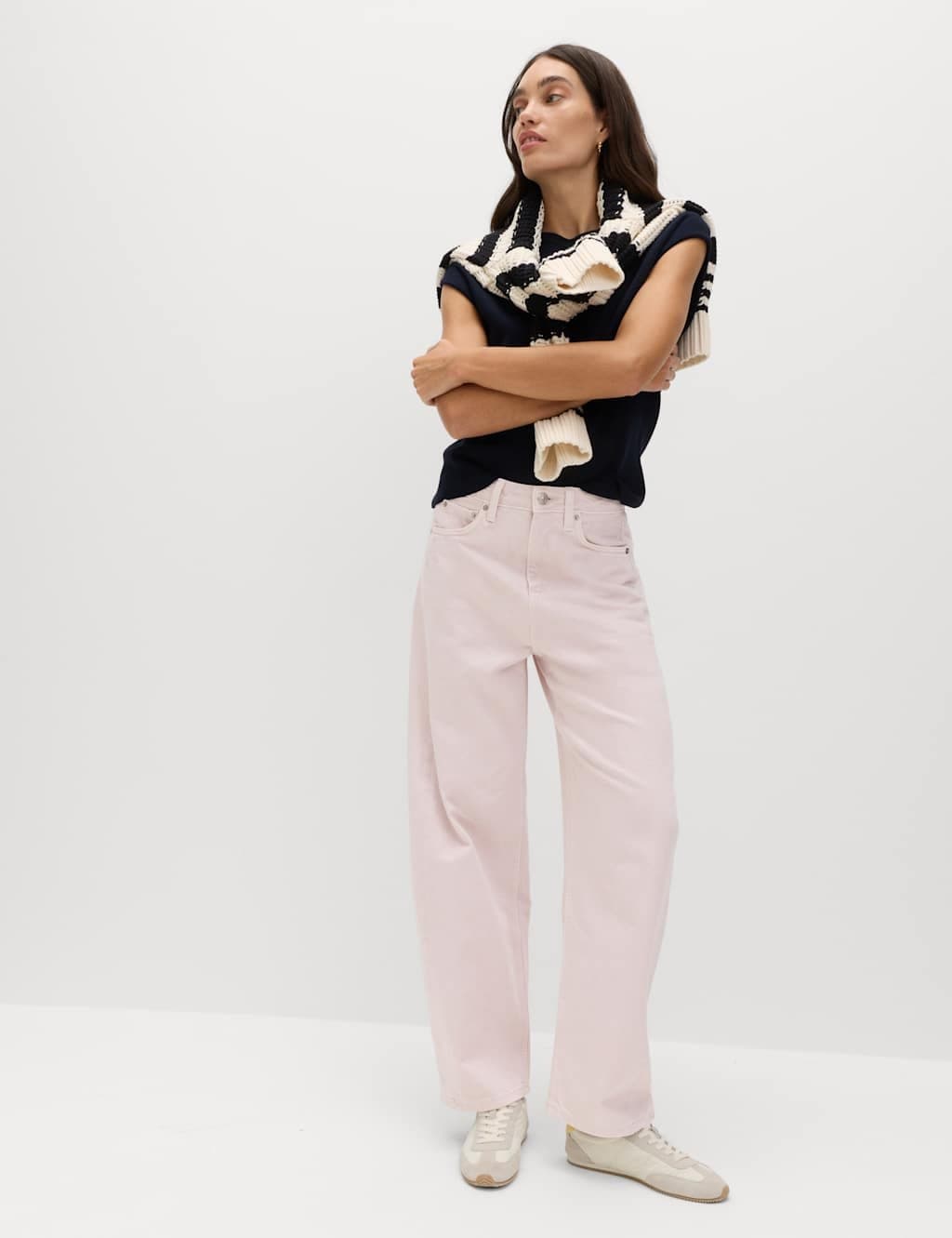 Marks & Spencer M&S Soft Pink Mid Rise Barrel Jeans