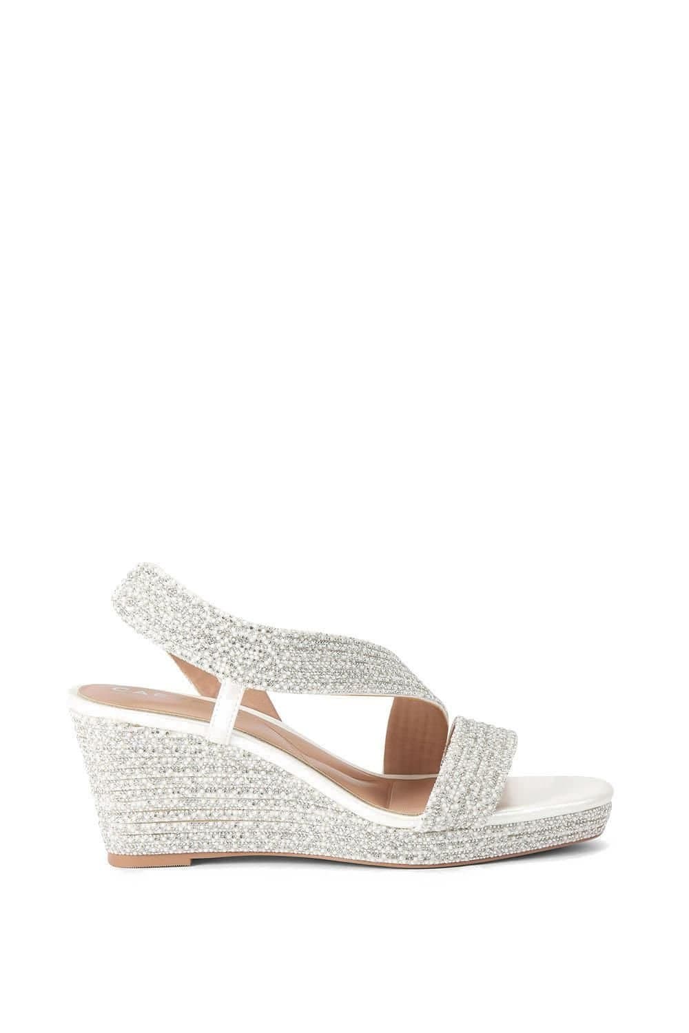 Carvela Carvela Women's 'Gala Wedge Jewel 70' Fabric Sandals in White