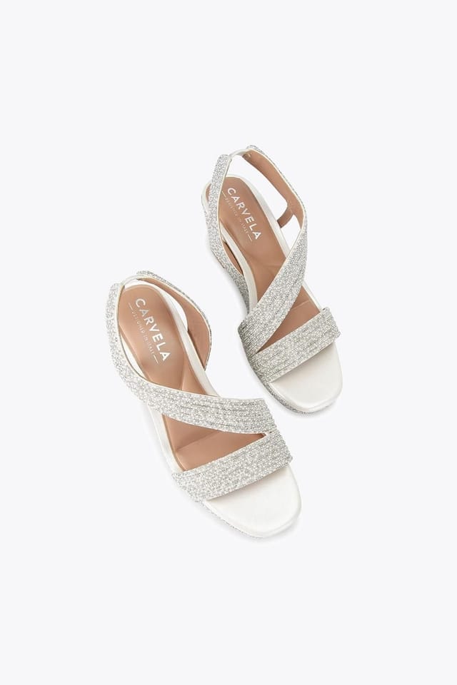 Carvela Carvela Women's 'Gala Wedge Jewel 70' Fabric Sandals in White - 2