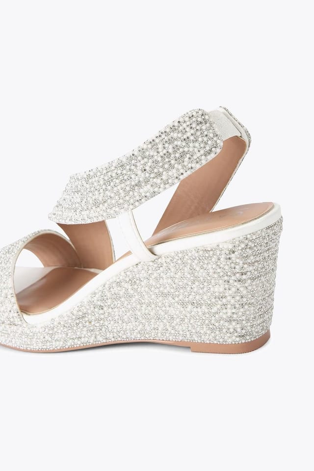 Carvela Carvela Women's 'Gala Wedge Jewel 70' Fabric Sandals in White - 3