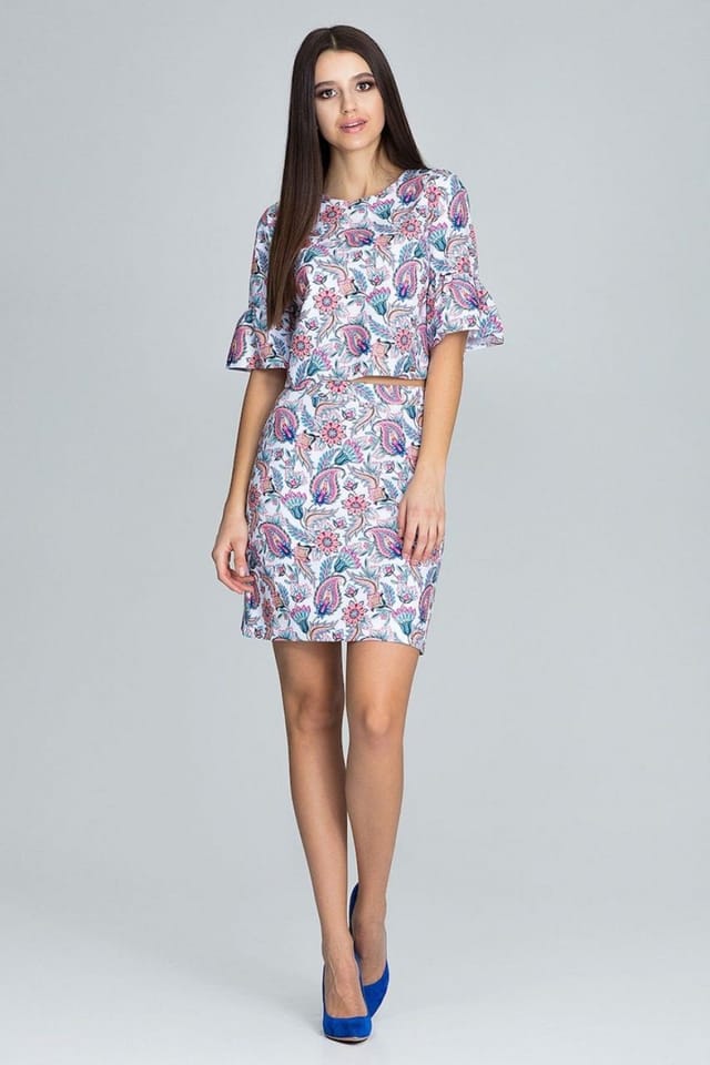 Love Lace Love Lace Women's Elegant Floral Blouse & Skirt Set with Frill - 2
