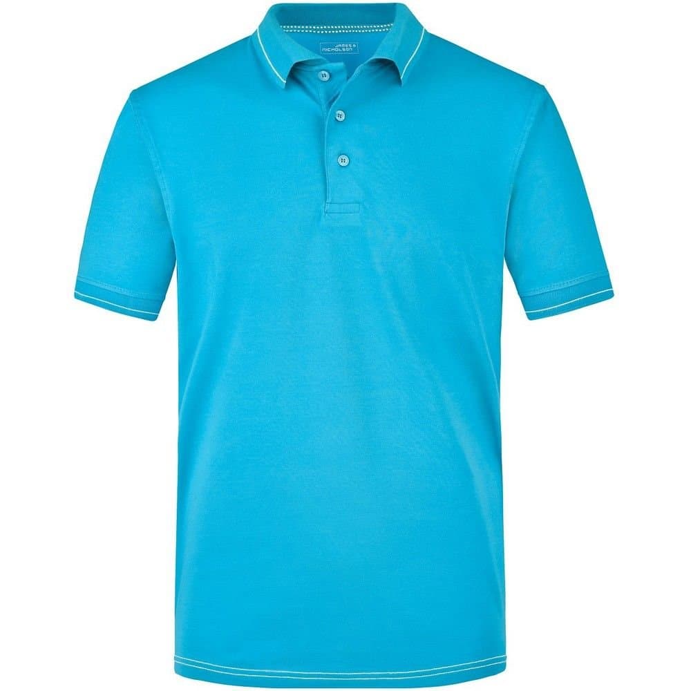 James and Nicholson James and Nicholson Men's Elasticated Polo Shirt in Aqua