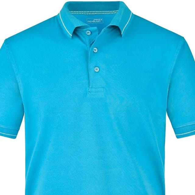 James and Nicholson James and Nicholson Men's Elasticated Polo Shirt in Aqua - 2