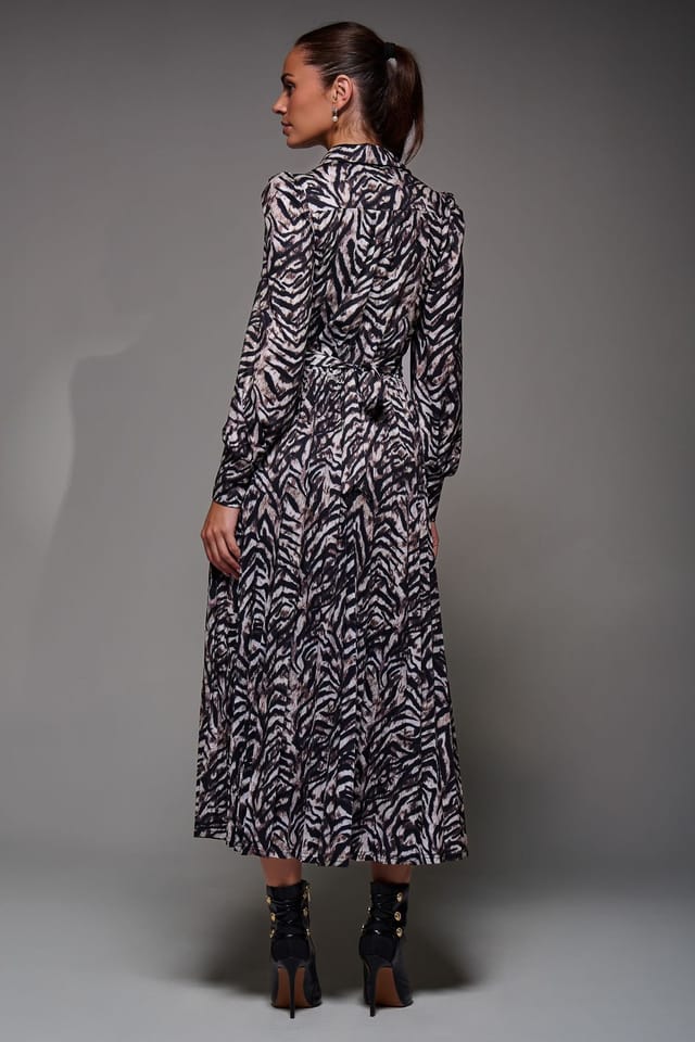 Jolie Moi Jolie Moi Women's Long Sleeve Pleated Jersey Maxi Dress - 2