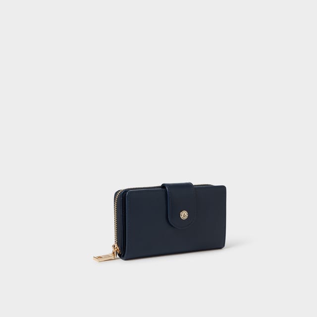 OSPREY LONDON OSPREY LONDON Women's The Adaline Medium Leather Popper Matinee Purse in Mid Navy - 2