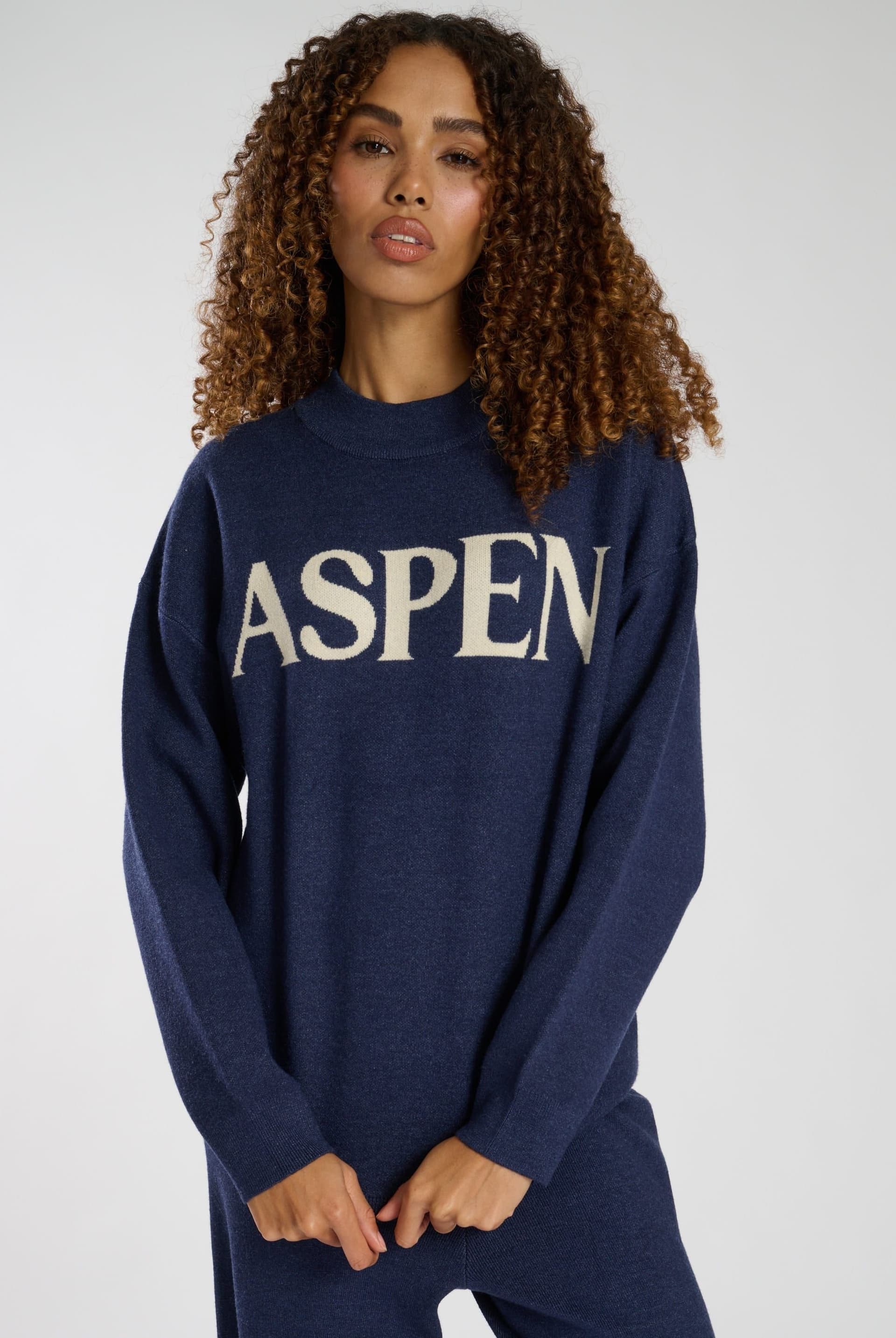 South Beach South Beach Women's Aspec Funnel Neck Jumper in Blue