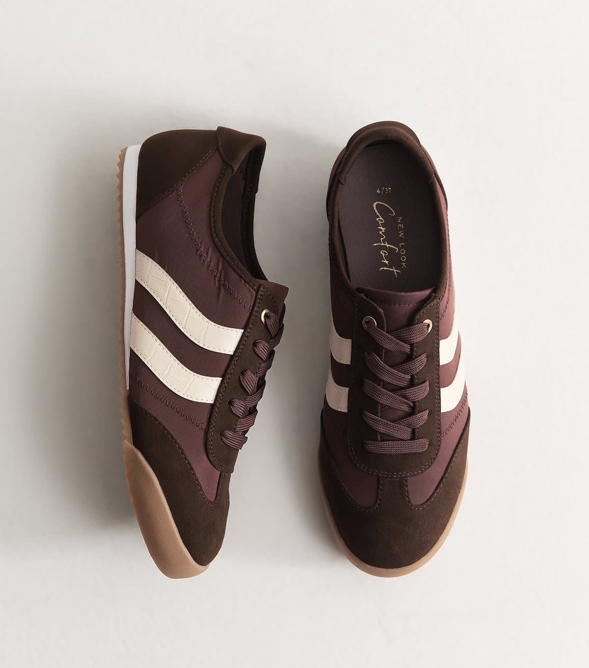 New Look New Look Dark Burgundy Faux Suede Lace-Up Trainers