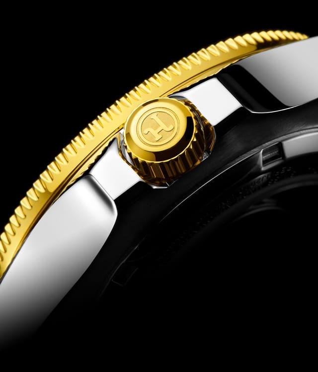 Henry Jay Henry Jay Men's Swiss Self Winding Mechanical Automatic 23K Gold Plated Two Tone Stainless Steel Specialty Aquamaster Professional Swiss Dive Watch - 3