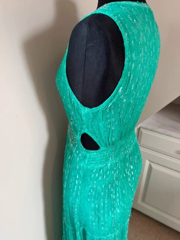 Papa Pia Papa Pia Boho Summer Beach Turquoise Teal Green Beaded Long Maxi Dress Kaftan One Size 8-14