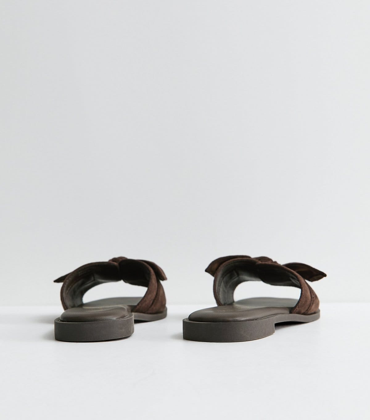New Look Women's Wide Fit Brown Faux Suede Bow Front Sandals Vegan New Look - 4