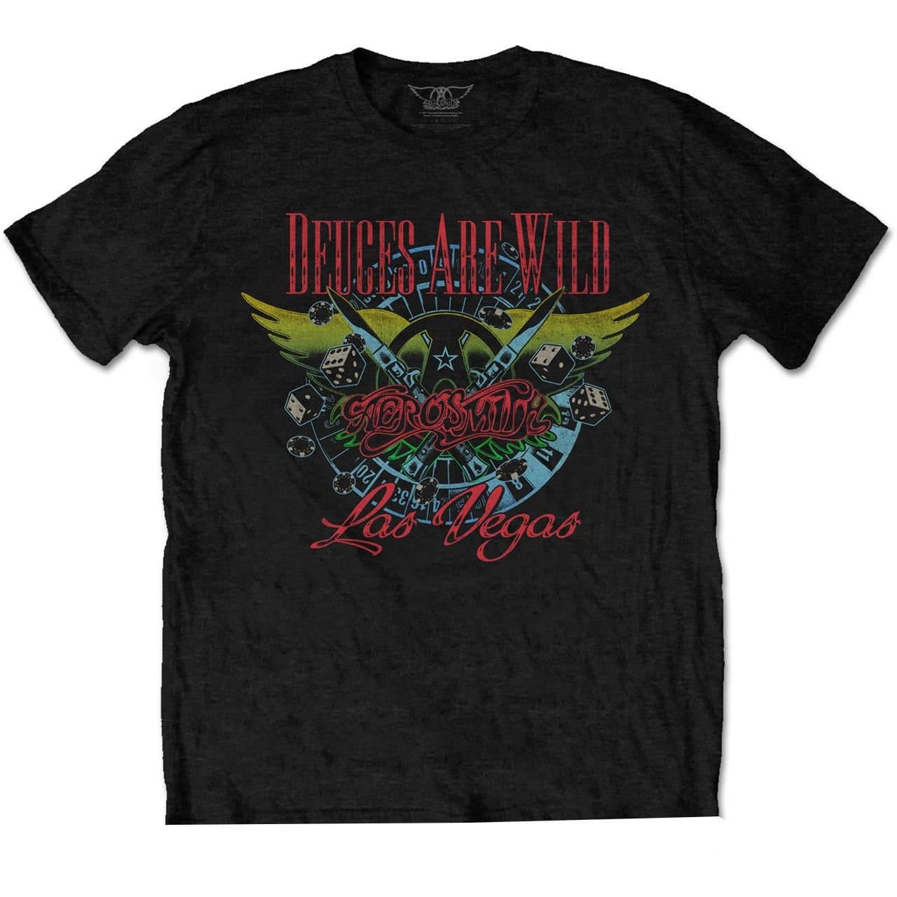 aerosmith Aerosmith Men's Deuces Are Wild, Vegas Cotton T-Shirt in Black