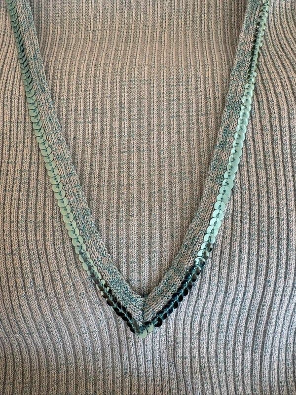 New Look Vintage New Look Vest Top Metallic Blue Turquoise Teal Sequins Embellished Y2K