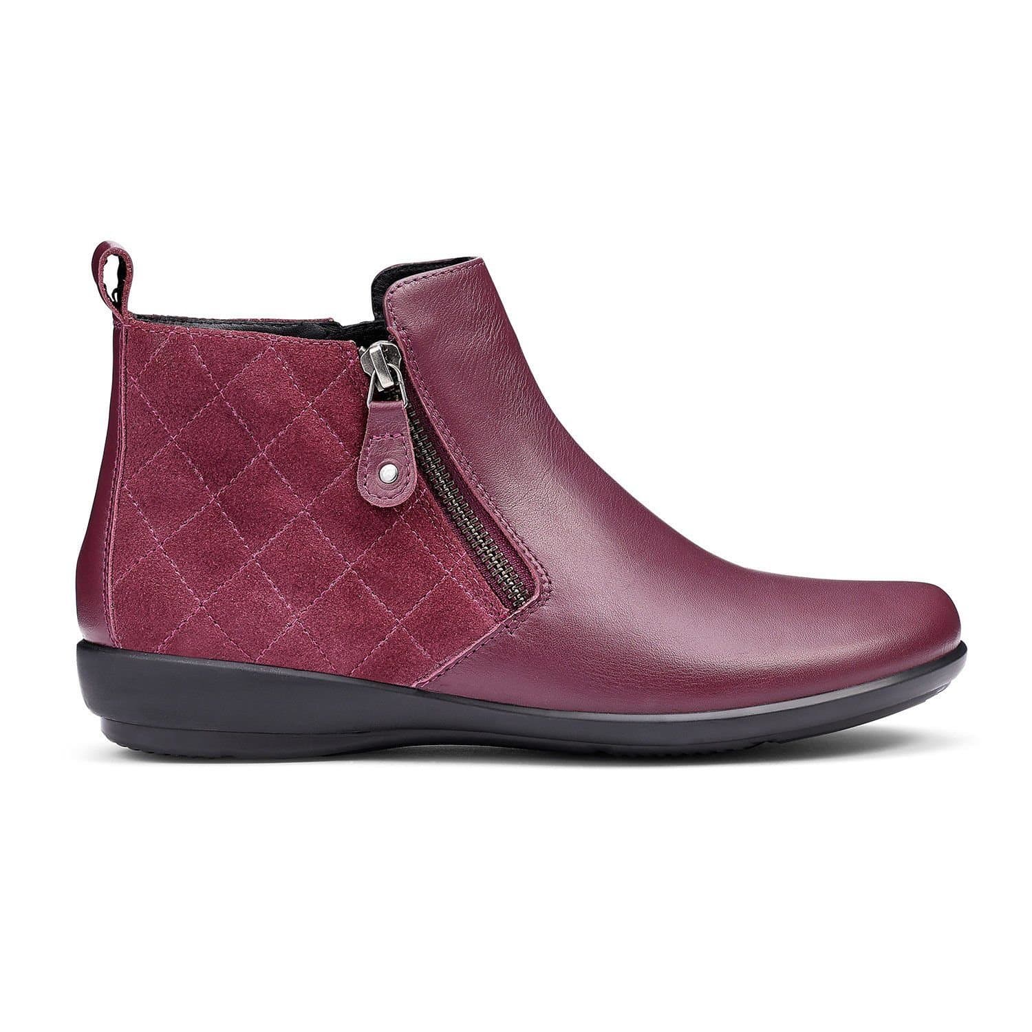 Hotter Hotter Women's Wide Fit 'Winchester' Quilted Boots in Maroon