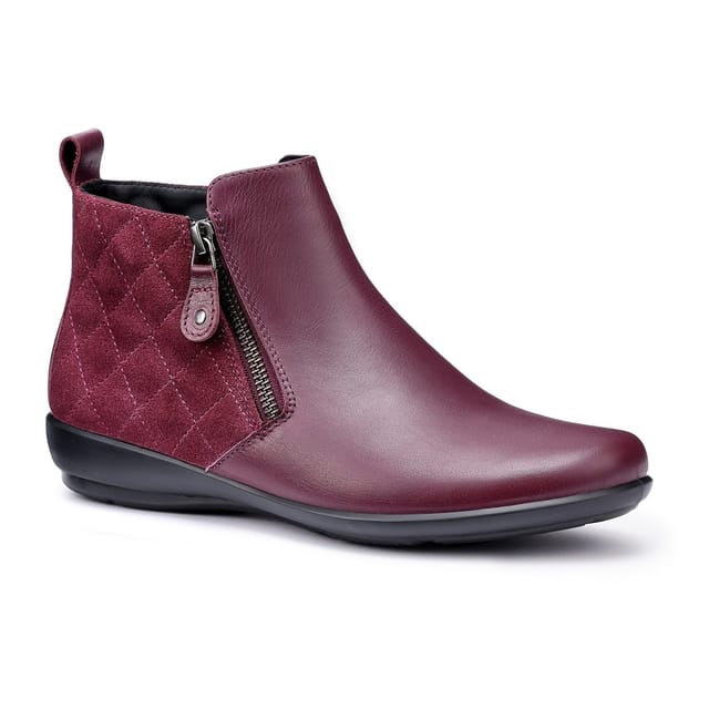Hotter Hotter Women's Wide Fit 'Winchester' Quilted Boots in Maroon - 2