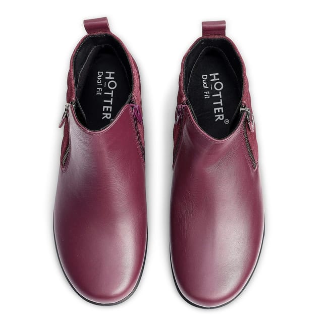 Hotter Hotter Women's Wide Fit 'Winchester' Quilted Boots in Maroon - 3