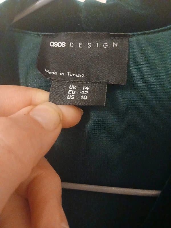 ASOS Wrap around velvet emerald green mini dress size 14