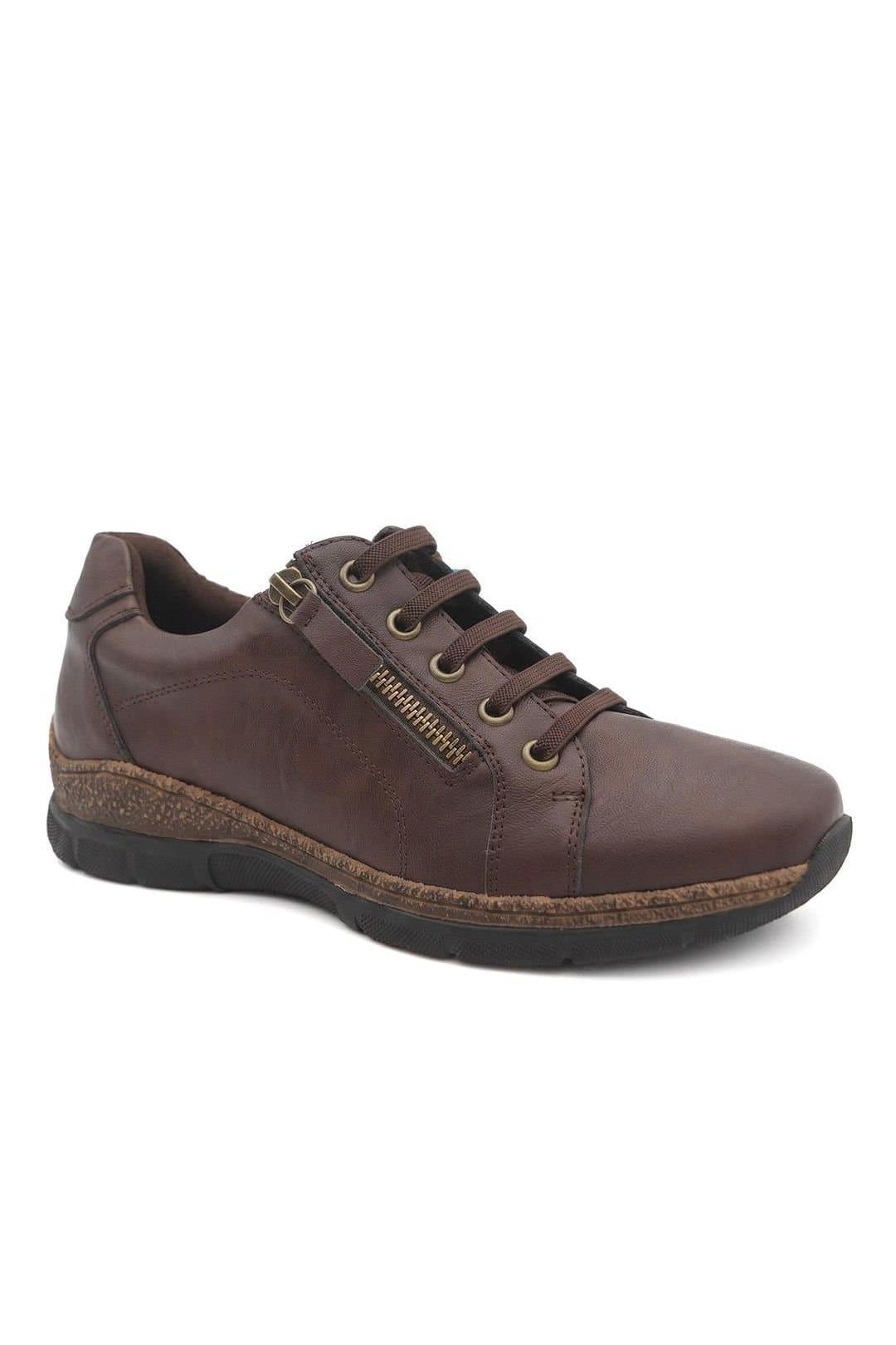 Pavers Pavers Women's Wide Fit Casual Bungee Lace Shoes in Brown