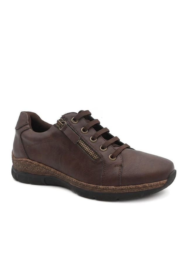 Pavers Pavers Women's Wide Fit Casual Bungee Lace Shoes in Brown - 2
