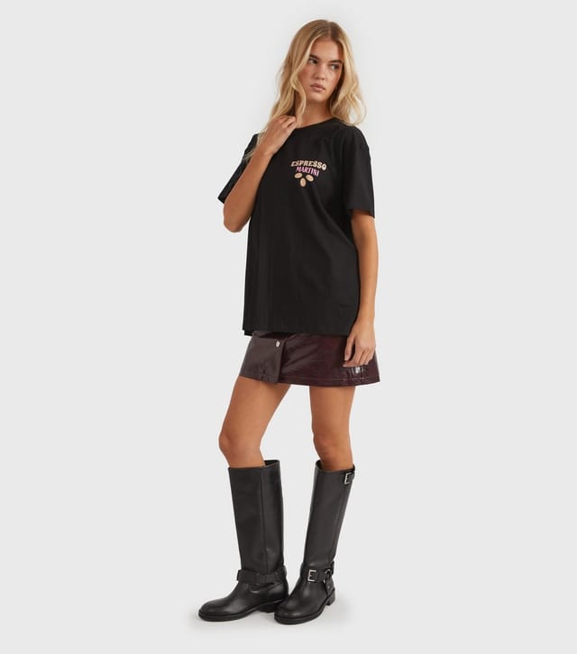 Skinnydip Women's Black Cotton Espresso Martini Logo T-Shirt Skinnydip New Look - 2