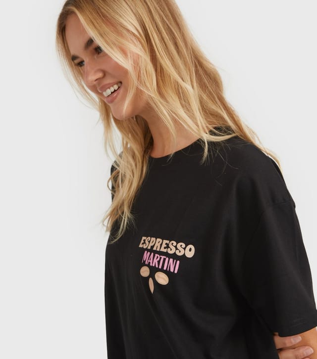 Skinnydip Women's Black Cotton Espresso Martini Logo T-Shirt Skinnydip New Look - 3
