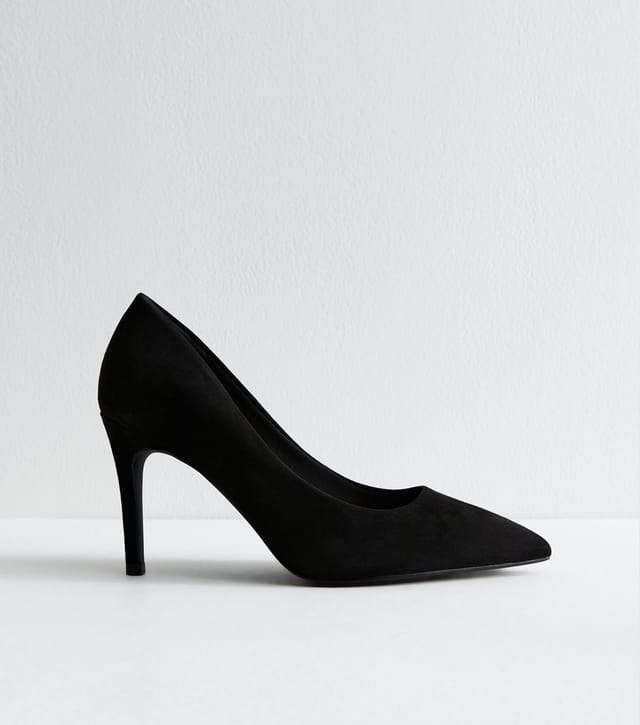 New Look Women's Extra Wide Fit Black Faux Suede Pointed Toe Court Shoes New Look - 2
