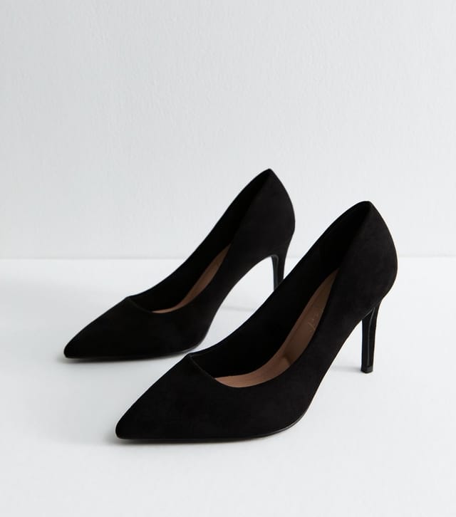 New Look Women's Extra Wide Fit Black Faux Suede Pointed Toe Court Shoes New Look - 3