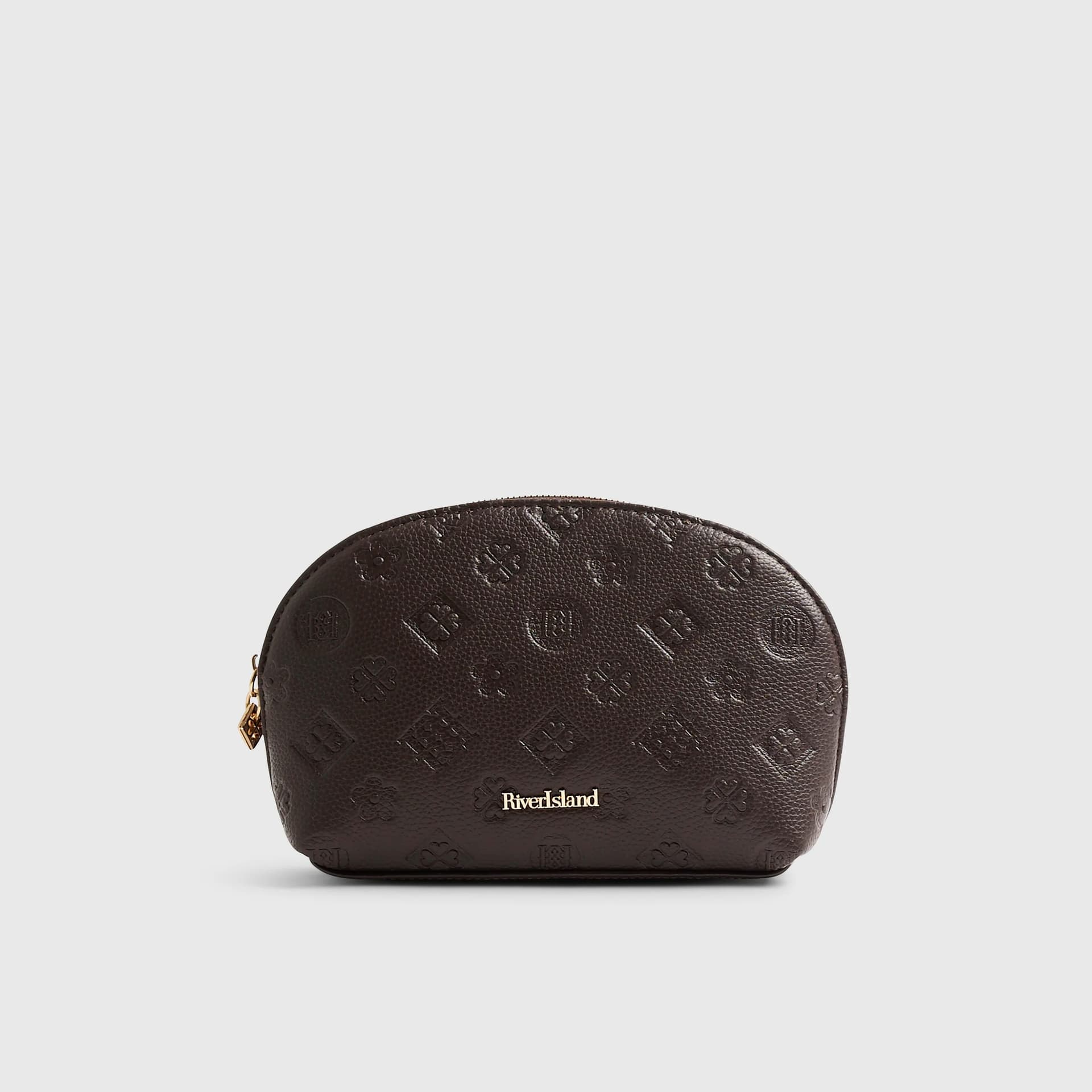 River Island River Island Womens Brown Emboss Monogram Makeup Bag