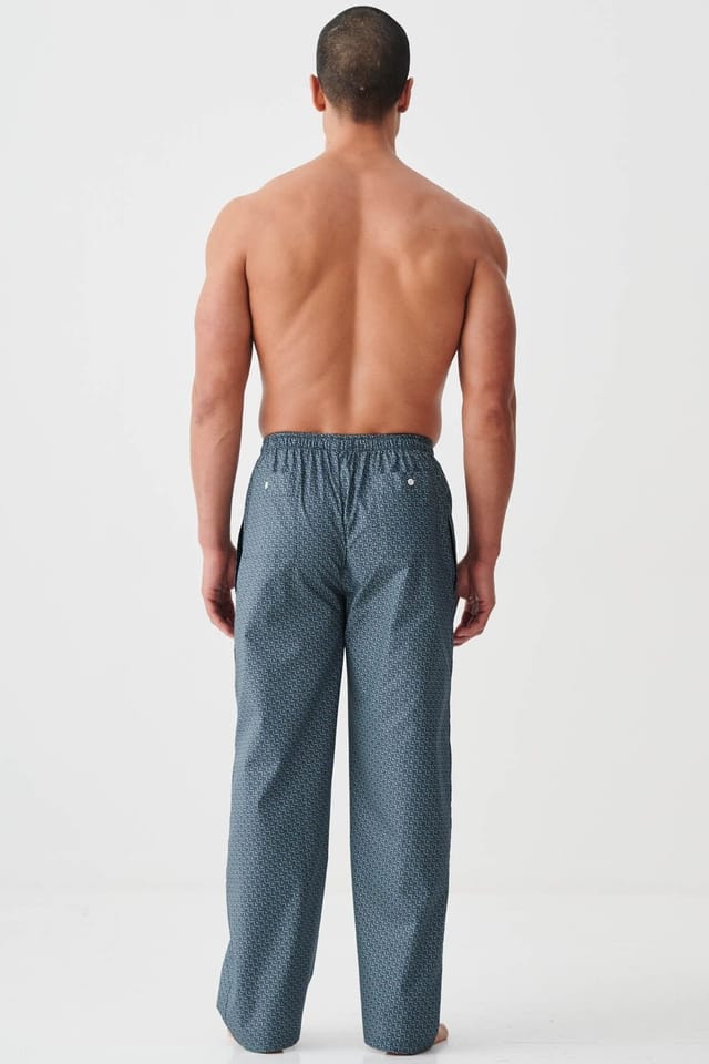 British Boxers British Boxers Men's "Geometric Moorland" Crisp Cotton Pyjama Trousers in Dark Green - 3