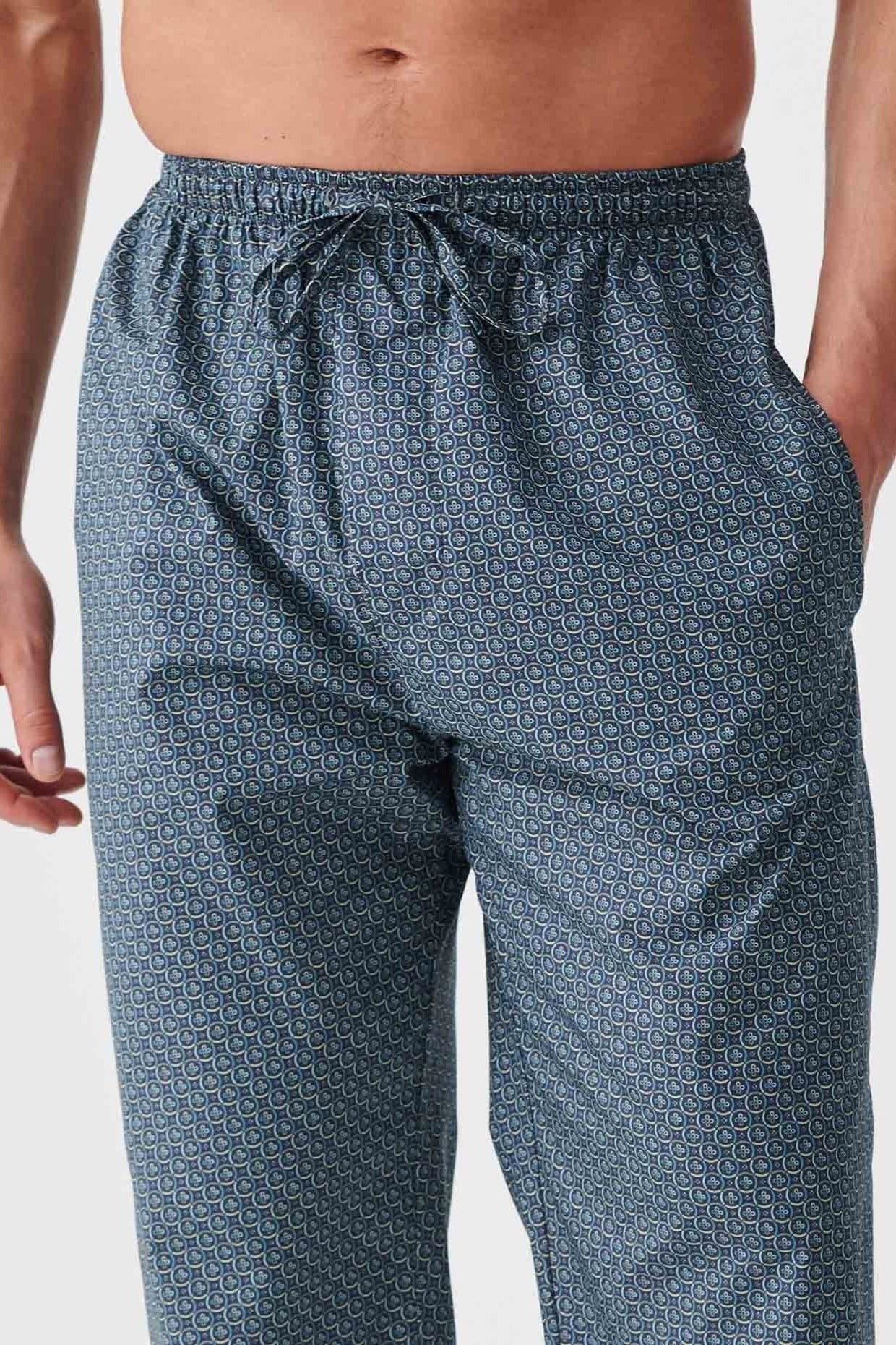British Boxers British Boxers Men's "Geometric Moorland" Crisp Cotton Pyjama Trousers in Dark Green - 4