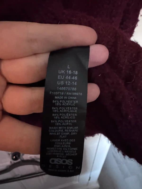 ASOS ASOS - Burgundy - Arm Stitch - Jumper - Size: L