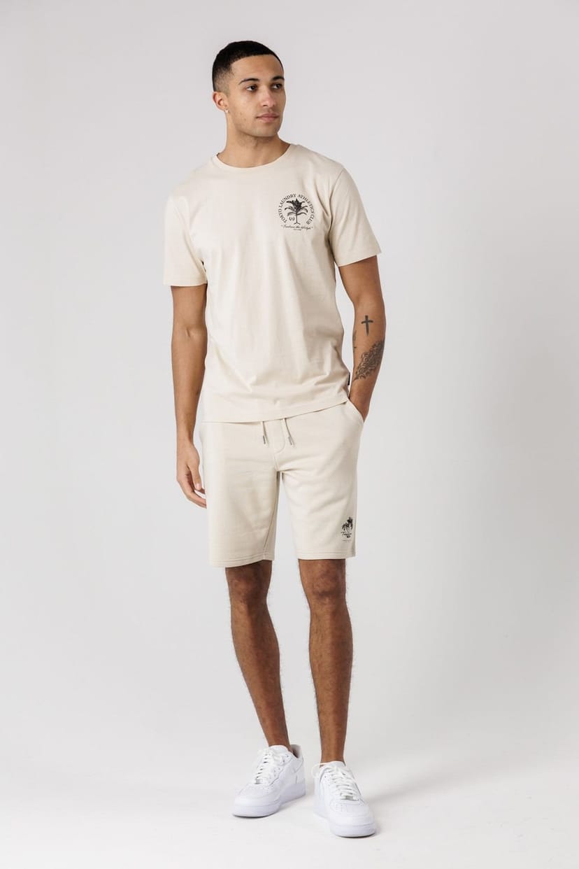 Tokyo Laundry Tokyo Laundry Men's Athletics Club Graphic T-Shirt & Jogger Short Set in Stone - 1