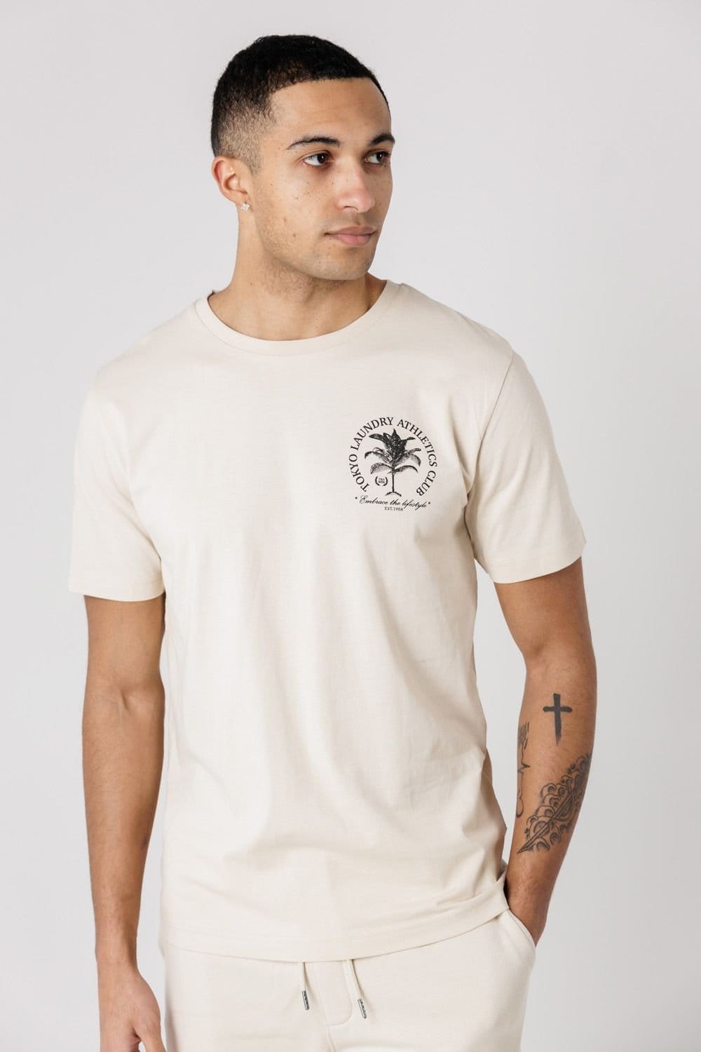 Tokyo Laundry Tokyo Laundry Men's Athletics Club Graphic T-Shirt & Jogger Short Set in Stone - 4