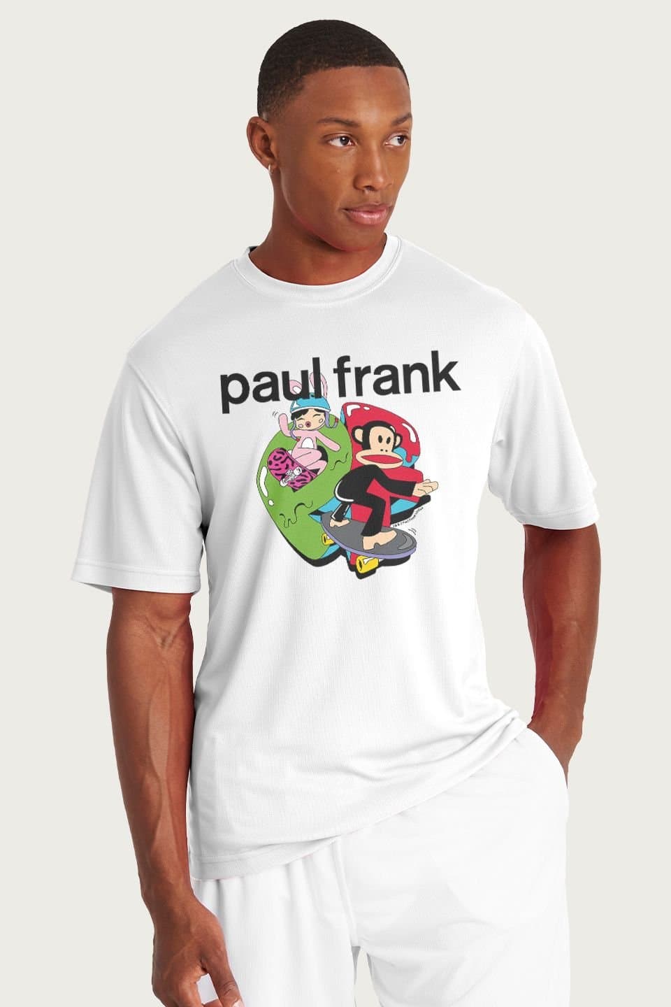 Paul Frank Paul Frank Men's Julius & Bunny Skateboarding T-Shirt in White