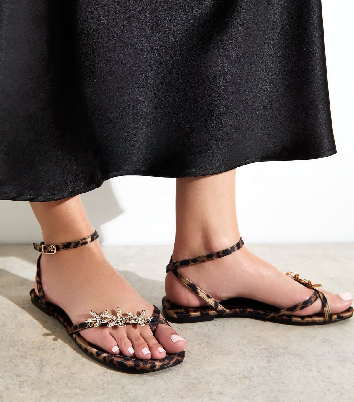 Public Desire Women's Brown Lyrical Leopard Print Starfish Charm Sandals Public Desire New Look