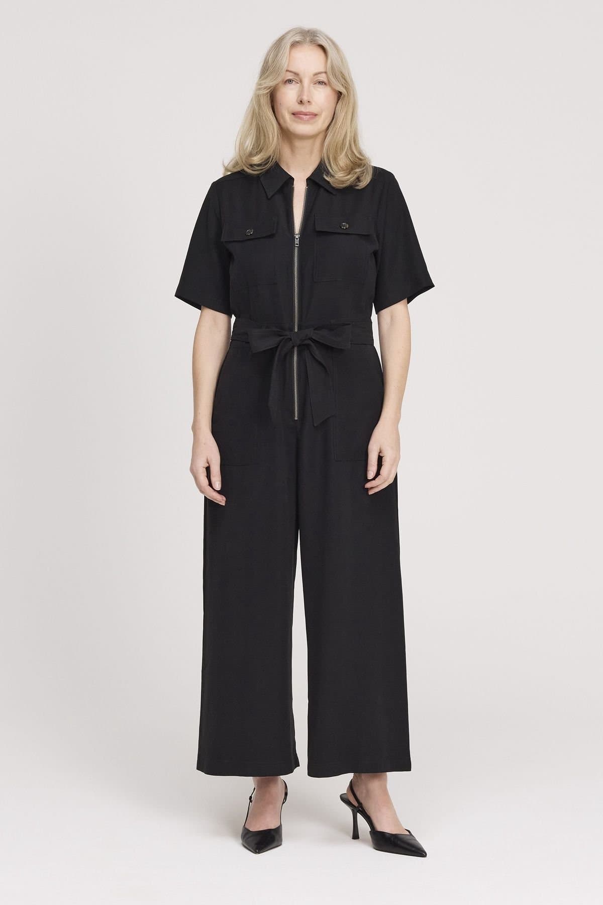Finery London Finery London Women's Marie Wide Leg Cropped Jumpsuit in Black
