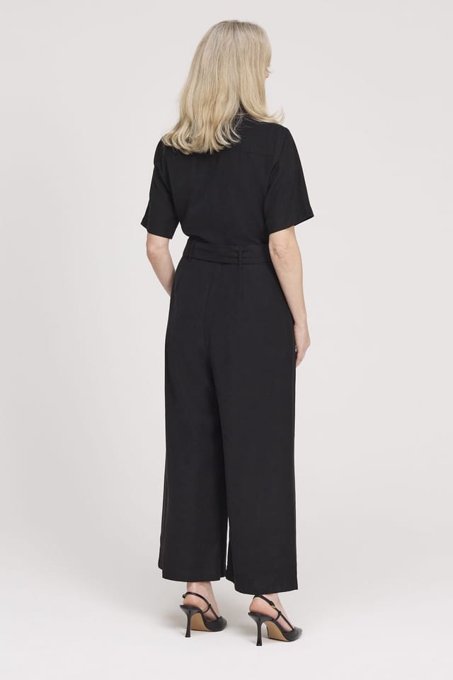 Finery London Finery London Women's Marie Wide Leg Cropped Jumpsuit in Black - 3