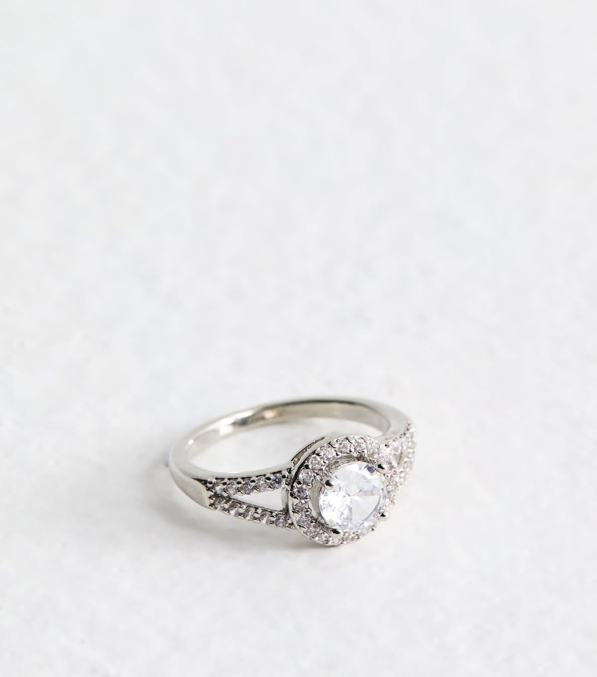 New Look Silver Tone Cubic Zirconia Round Engagement Ring New Look