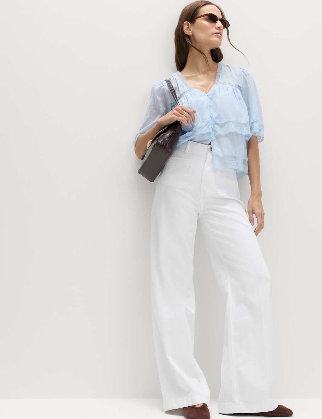Marks & Spencer M&S Patch Pocket Straight Leg Trousers White