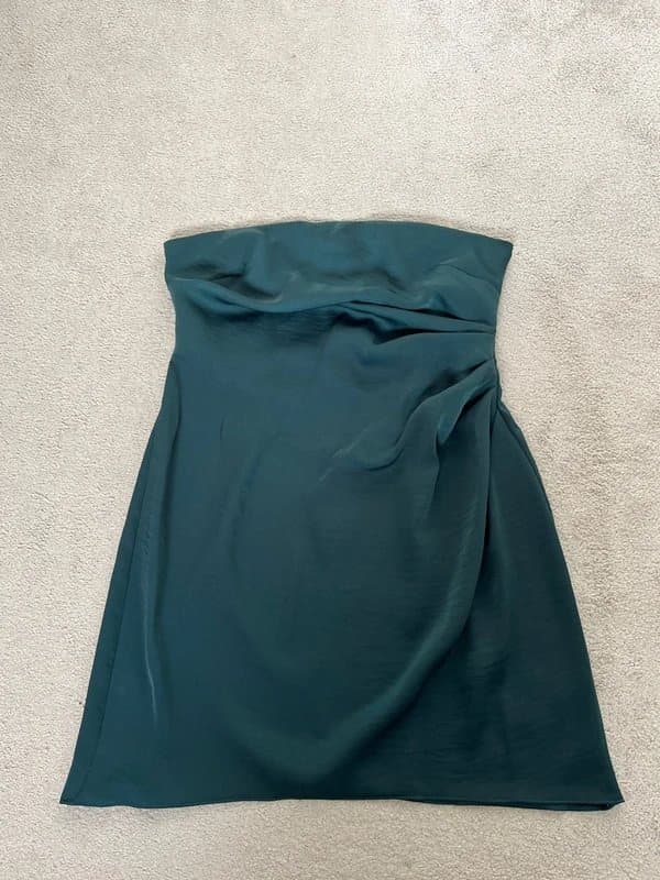 ASOS ASOS Green silky style boob tube dress size 10