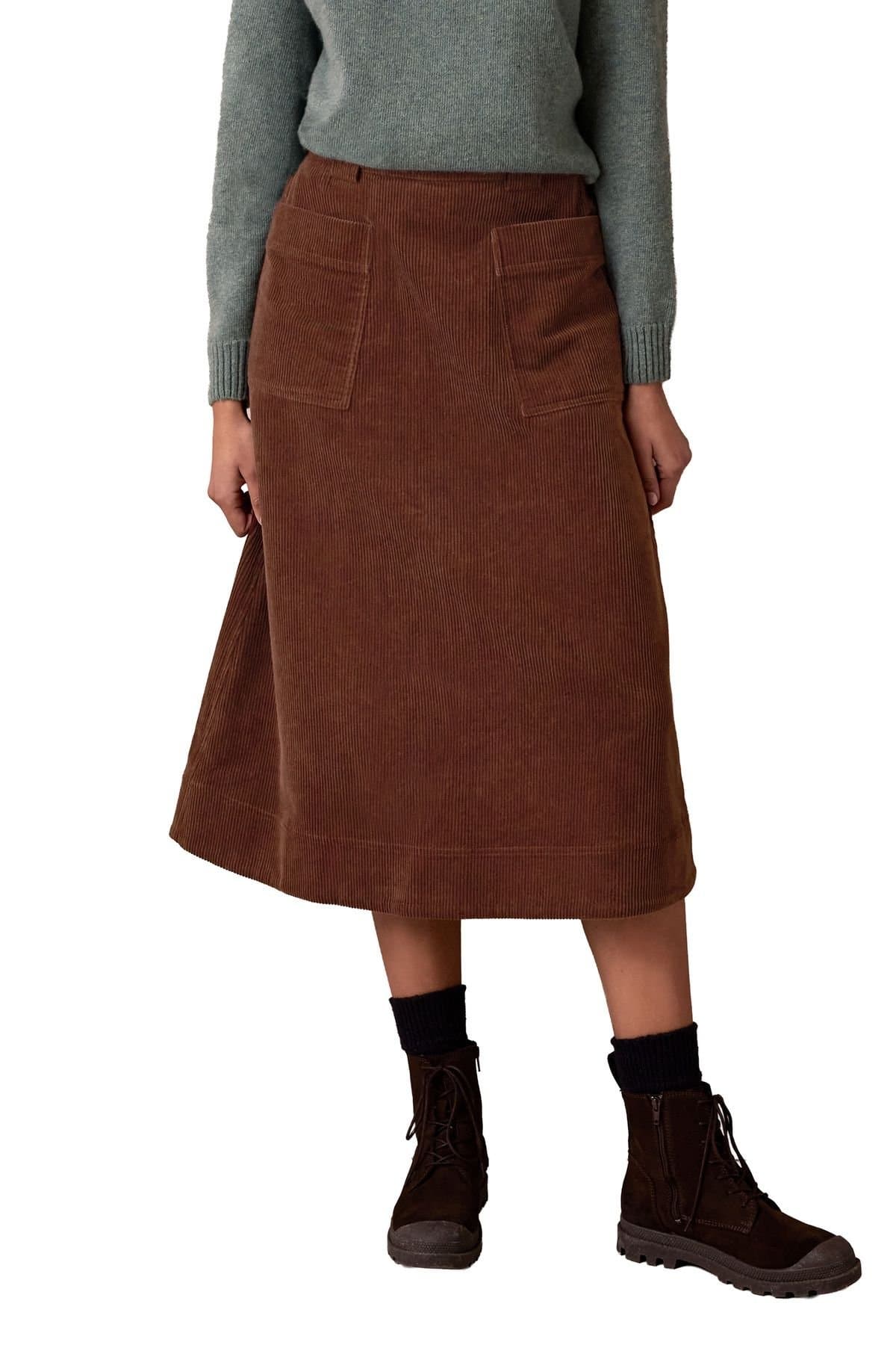 Celtic & Co Celtic & Co Women's Utility Cord Midi Skirt in Chocolate