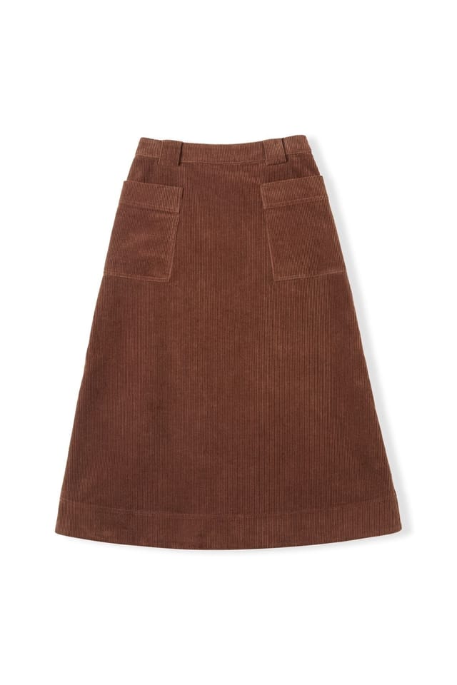Celtic & Co Celtic & Co Women's Utility Cord Midi Skirt in Chocolate - 2