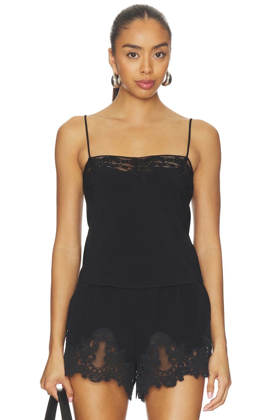 Revolve Black Lace Camisole and Shorts Set